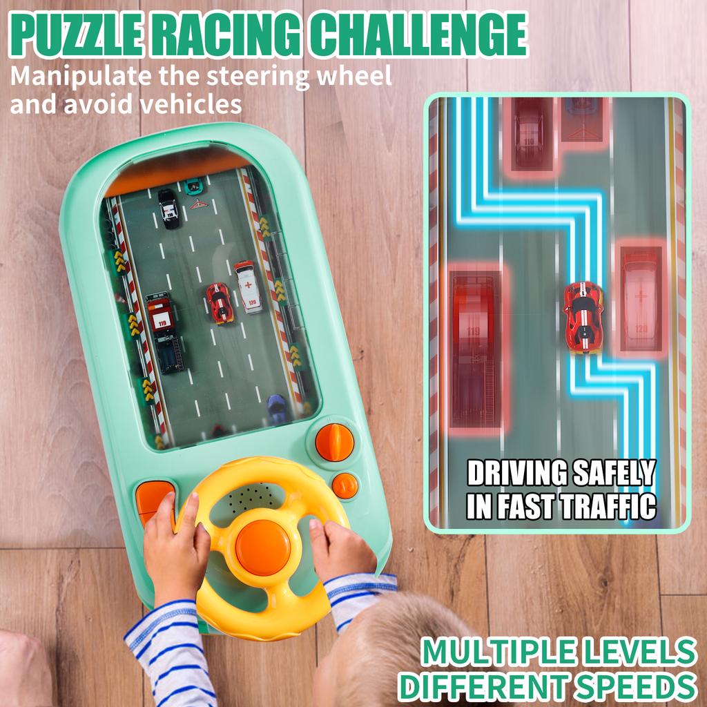 Interactive Play for Racing, Dodging, and Overtaking Games, with Sound and Light Effects, Fun Simulation for Developing Driving Skills