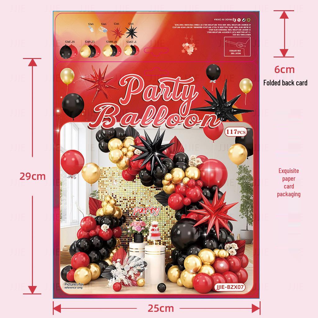 Elegant Red, Black & Gold Balloon Chain Set for Celebrations: Birthday, Graduation, Wedding