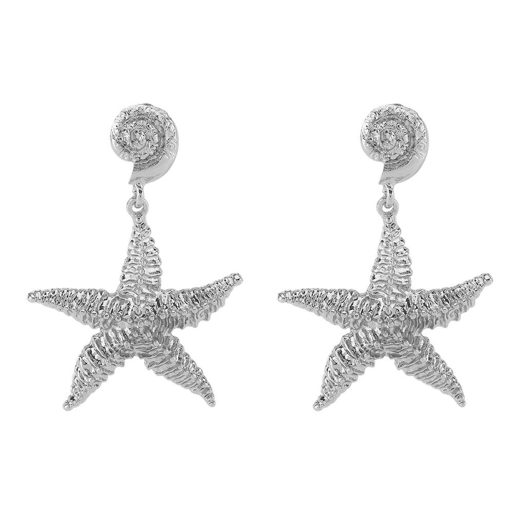 European American Cross Border Alloy Texture Ocean Series Starfish Earrings For Women Summer Vacation Travel Wear Ear Jewelry