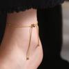 316L Stainless Steel Adjustable Chain Anklet for Women Retro fashion simple Thin Chain anklet for women's feet beach Zircon Gif