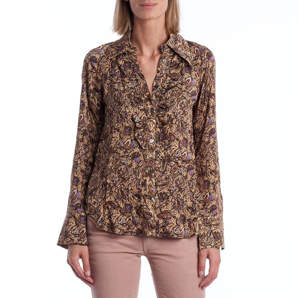 Camisa Estampada con Volantes WJCD0501F para Mujer