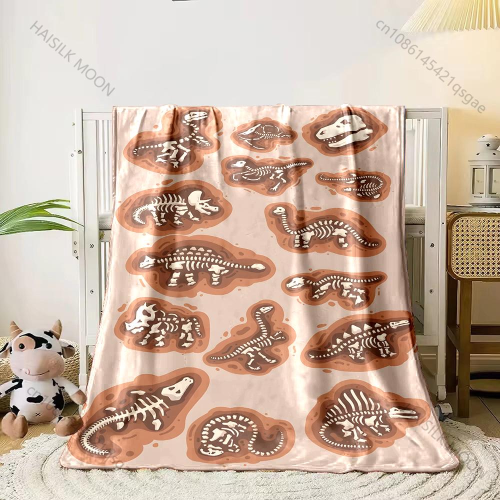 

1PC Dinosaur Fossil Illustration Collection Print Adult Children Warm Blankets Home Travel Car Soft Comfortable Luxury gifts 75x100cm