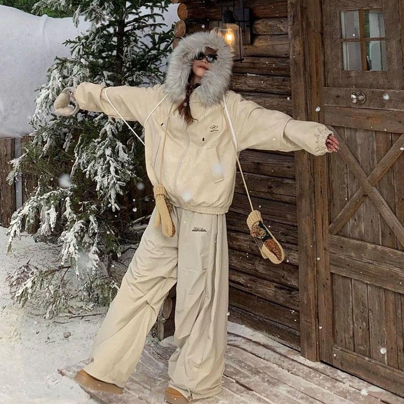 Vintage kalhoty se širokými nohavicemi dámské zimní zateplené plus sametové teplé kalhoty dámské s vysokým pasem volné tepláky