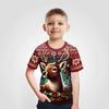 Fashionable Summer Children's T-shirt Colorful Christmas Collection Animals Printing Soft Comfortable Breathable Round Neck Short Sleeved T-shirt