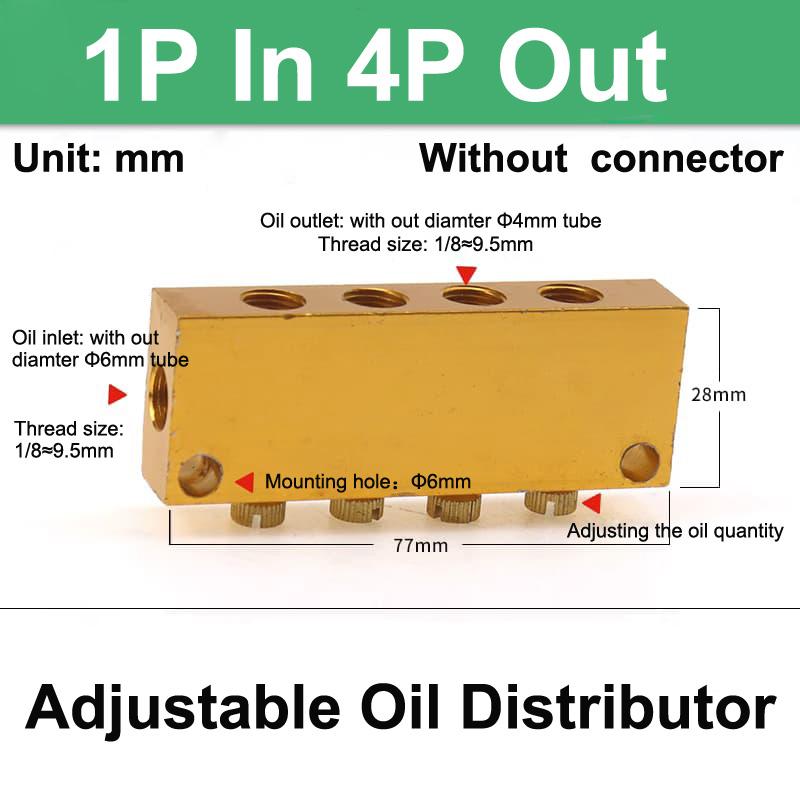 Aluminum 2/3/4/5/6/7/8/10/11/12 Way Adjust Lube Oil Piston Distributor Value Manifold Block 6mm Inlet 4mm Outlet for Lubrication