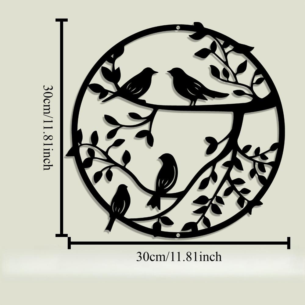 Metal Wall Art Tree and Bird Sculpture Black Iron Home Decor Gift