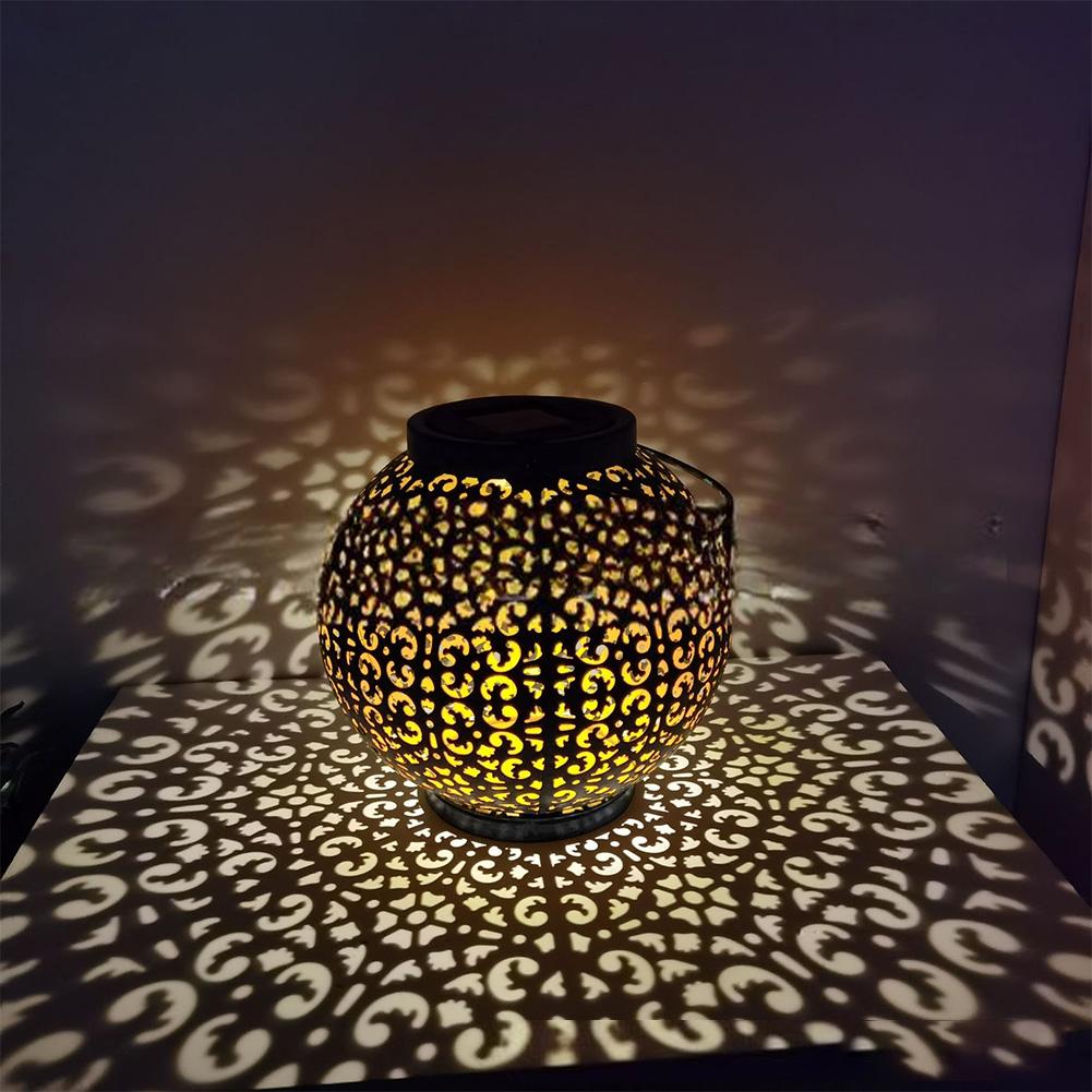 Outdoor Solar Hanging Lantern Lights Auto Off Waterproof Metal Garden Decorative Lights