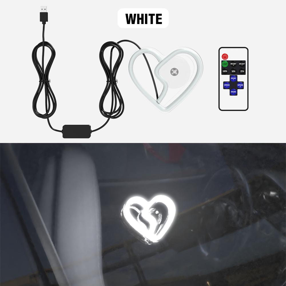 LED Window Automobile Lights for Car, Neon Lights Car Decoration, Glowing Heart Atmosphere Lights USBwiring,interior Decoration