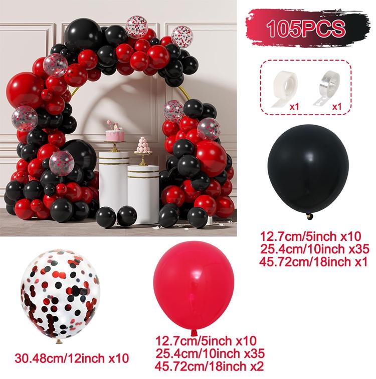 Red Black Balloons Garland Arch Kit Black Red Confetti Balloon Wedding Birthday Party Graduation Baby Shower Decoartion Globos