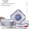 ZISIZ Blue and White Porcelain Square Dinner Plate