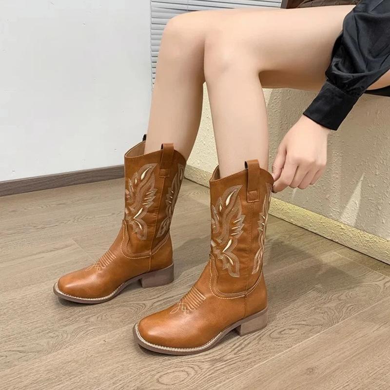 

Western cowboy boots medium riding boots tall knight boots women s 2025 new boots summer boots 34