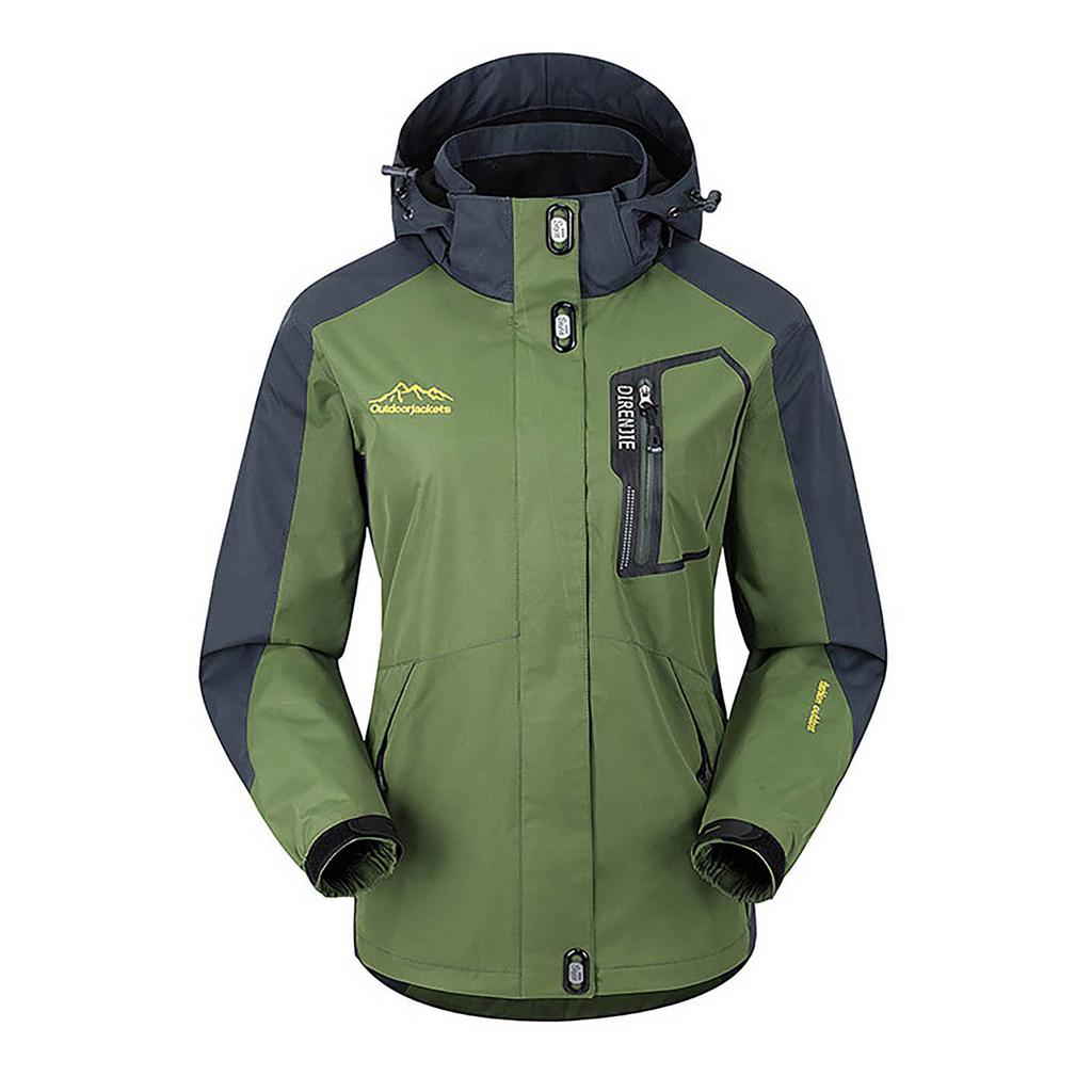 Dame regnski utendørs pluss størrelse hette fjellklatrer vindtett jakke frakk