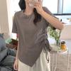 Irregular Drawstring Short Short-sleeved T-shirt Women's New Summer Korean Version Ins Versatile Student Hottie Top