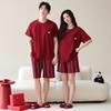 1011 New Couple Pajamas Men's and Women's Summer Pure Cotton Thin Red Wedding Festive Casual Two-piece Loungewear