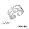 LIKGREAT Stainless Steel Adjustable Finger Ring World Map Hollow Silver Color Opening Ring Jewelry Party Gift for Women Men
