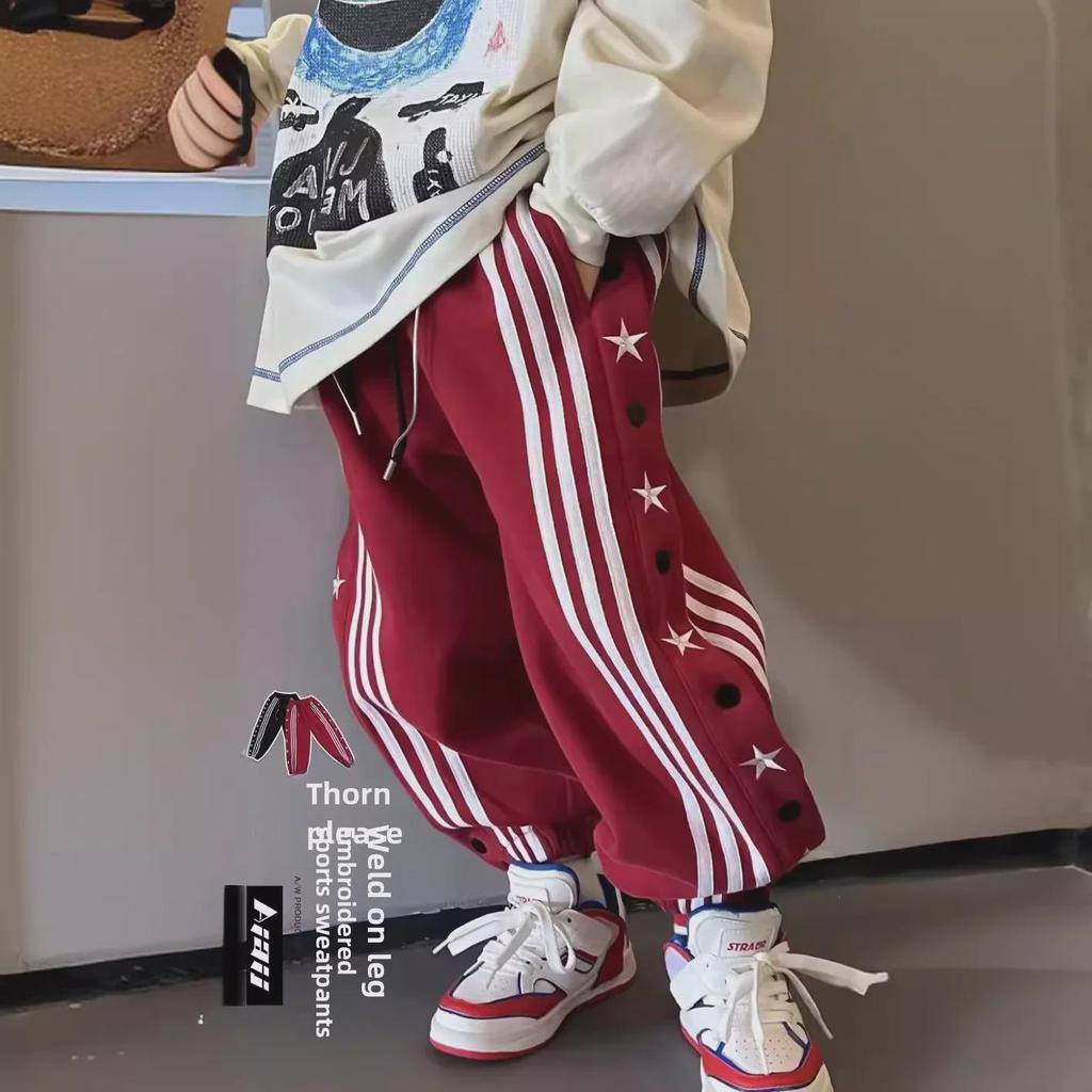 "Nowe chłopięce spodnie sportowe w stylu hip-hopowym - Luźny krój dla dzieci średnich i dużych, Idealne na wiosnę i jesień"