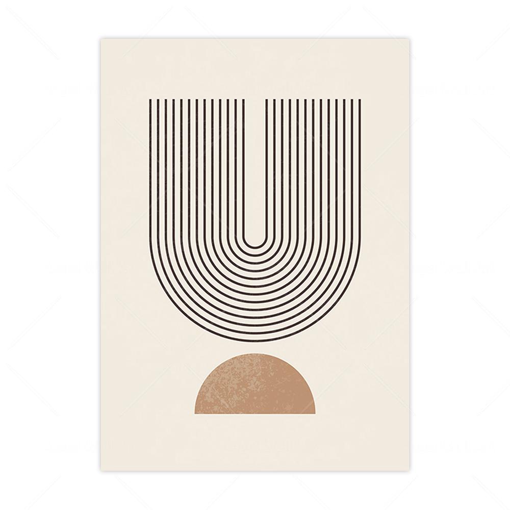 Bohemia Abstract Geometric Line Beige Posters Canvas Painting Wall Art Print Pictures for Living Room Interior Home Decoration