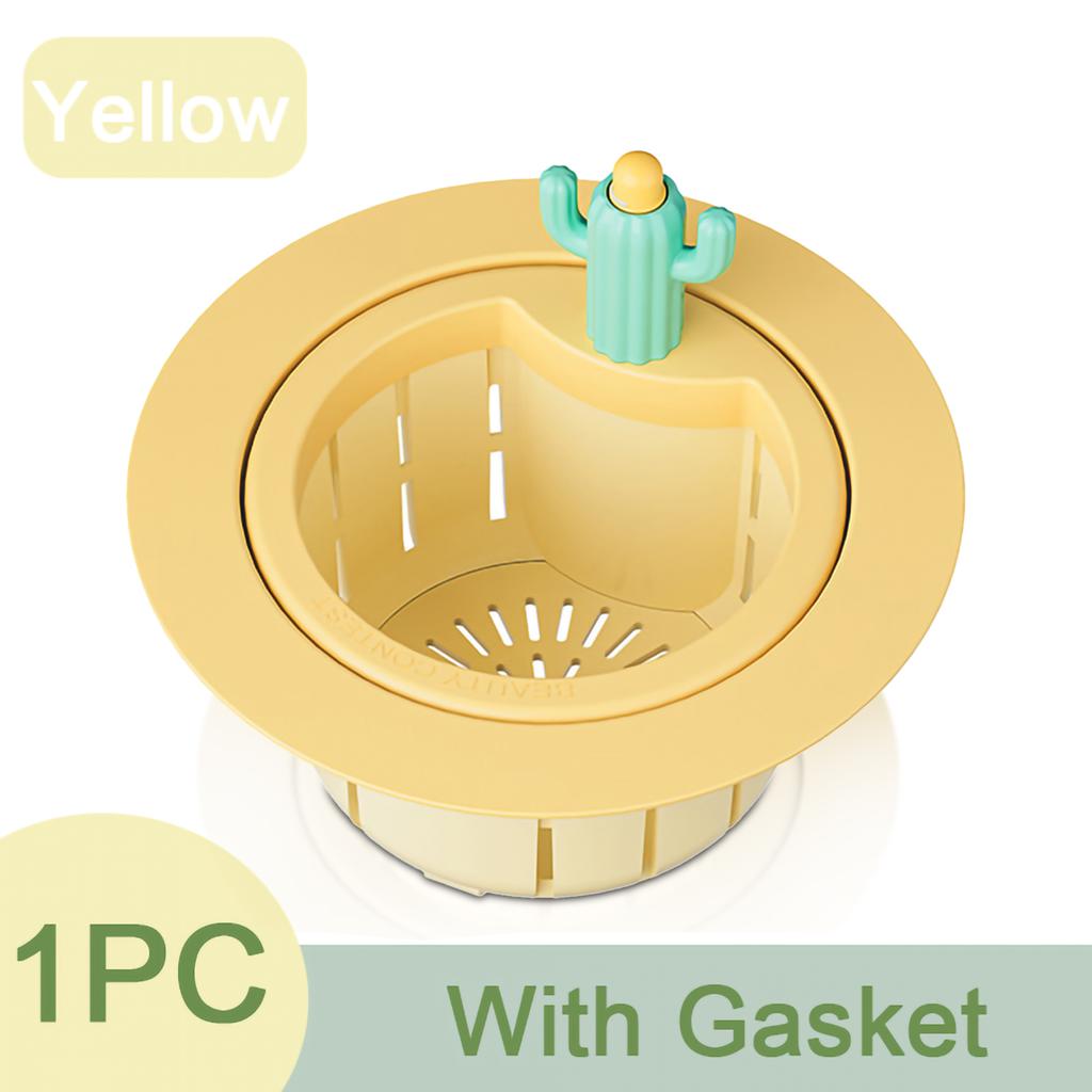 Kitchen Sink Strainer Automatic Drain Basket  Sink Strainer Garbage Filter Shelf Strainer Cartoon Cactus DesignMultifunctional