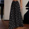 Damen High Waist Weite Beine Hose Lockerer Schnitt Leicht Fließend Bedruckte Lässige Hose Elastischer Bund Palazzo Hose