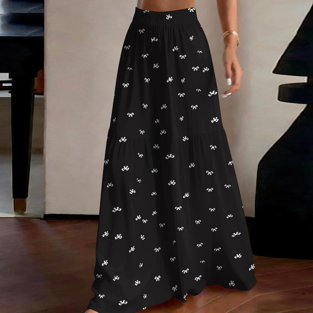 Damen High Waist Weite Beine Hose Lockerer Schnitt Leicht Fließend Bedruckte Lässige Hose Elastischer Bund Palazzo Hose