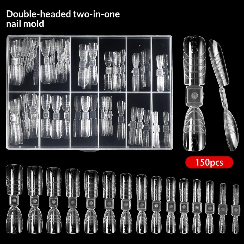 150Pcs French Dual Forms 2In1 Nail Molds With Scale Double-Ended Full Cover Nail Extension Building Gel Mold Nail Forms Nail Art