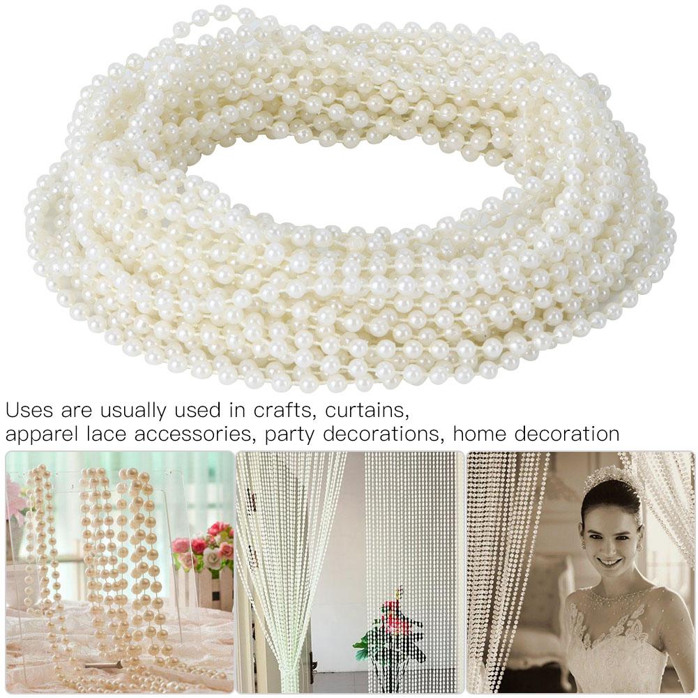10m Long Bead String ABS Imitation Bead Decorative String for Ornament Home DIY ToolBeige