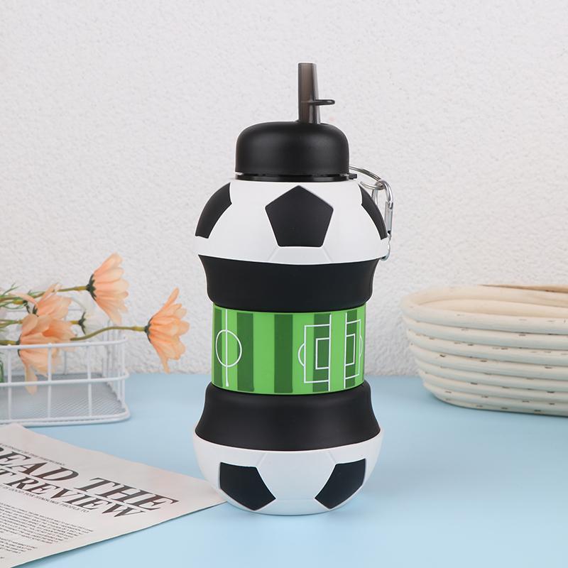 Fold Silicone Water Bottle Outdoor Basketball Football Tennis Golf Baseball Pickleball Leakproof Portable Kids Water Bottle