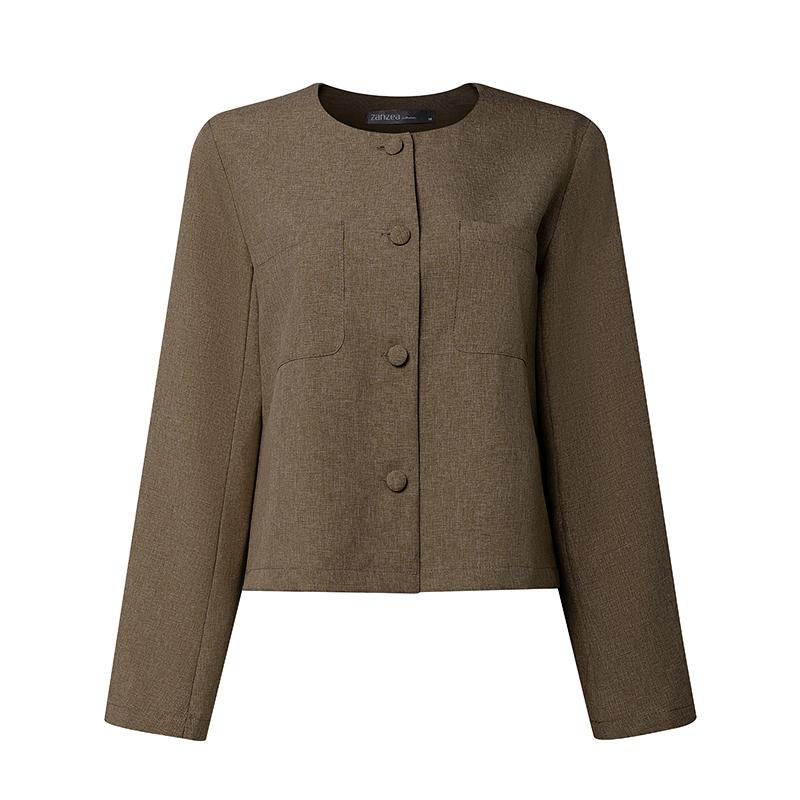 ZANZEA Women Casual Round Neck Long Sleeve Cardigan Blouse