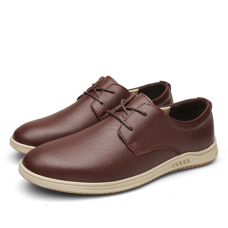 868 Men'S Shoes Casual Shoes Spring Low-Top Leather Dress Gentleman Casual Shoes British Single Shoes Lace-Up Flat Bottom