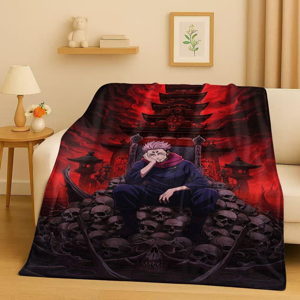 Anime Jujutsu Kaisen Cartoon Itadori Yuj Flanelldecke, Ultraweiche Warme Plüschdecke für Zuhause Schlafzimmer Bett Sofa Abdeckung Kindergeschenk