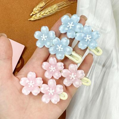 Transparent Cherry Blossom Hair Clips Blue Pink Lace Clips Cute Flower Duckbill Clip Bangs Clip Headband Accessory Versatile New