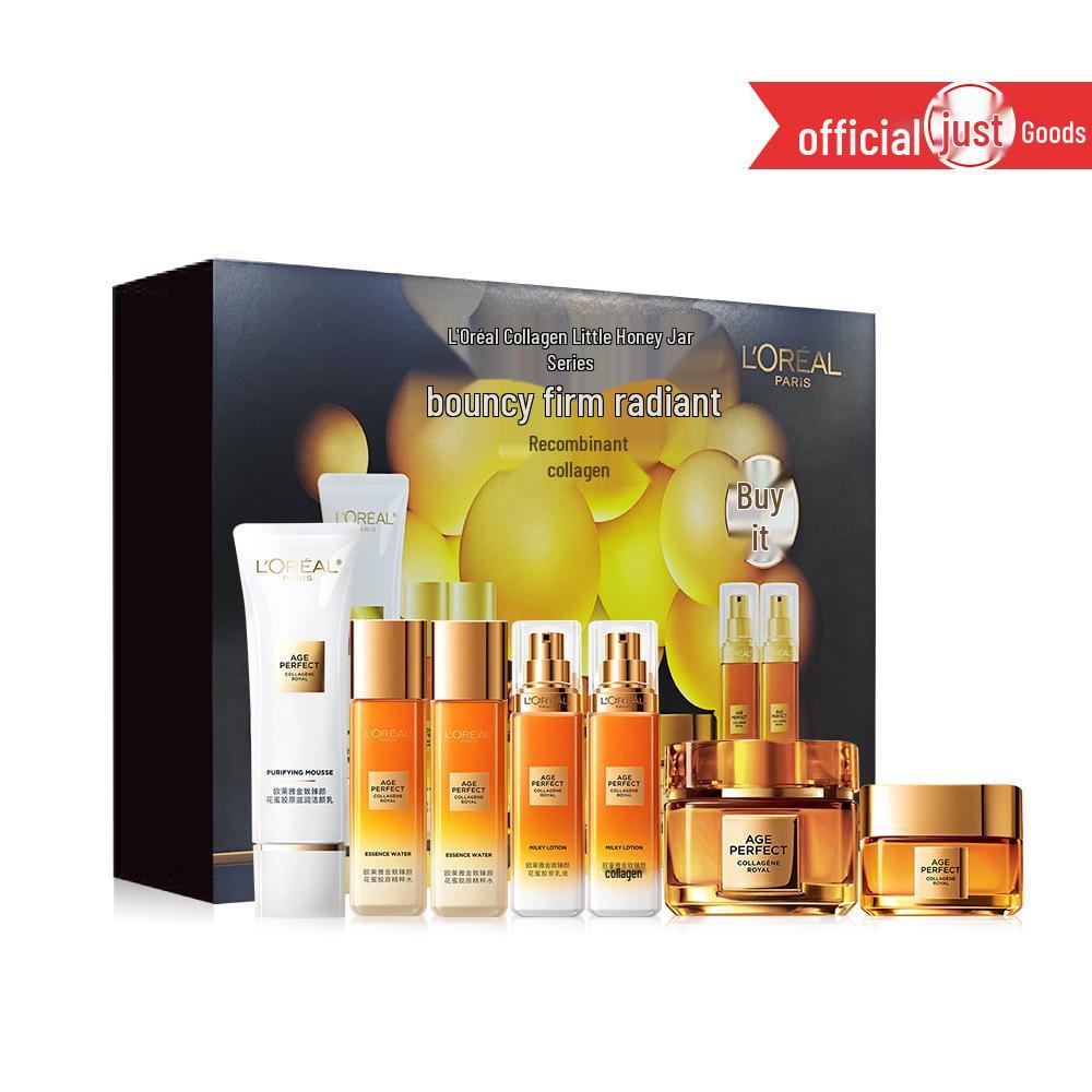 

L Oréal Honey Collagen Bee Jar Set: Buy 2, Get 7 - Includes Essence, Toner, Emulsion, Face Cream, Cleanser. Perfect Birthday Gift Box.