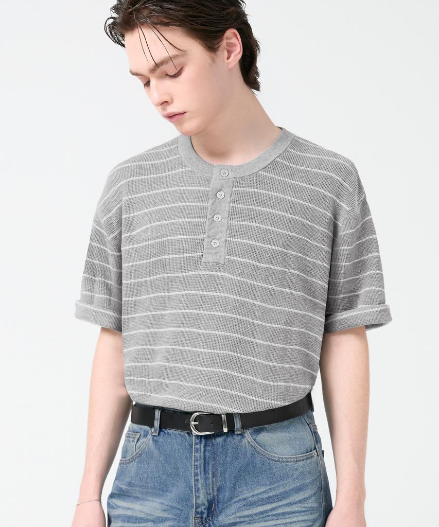 TRILLION (Collar/Henry Neck) Washable Daily Short Sleeve Knit_8 Colors (Type I)