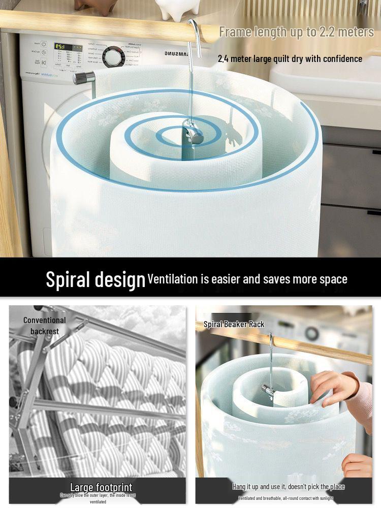 Rotatable Spiral Sun Bed Sheet and Quilt Drying Rack: Foldable and Cool Hanging Solution