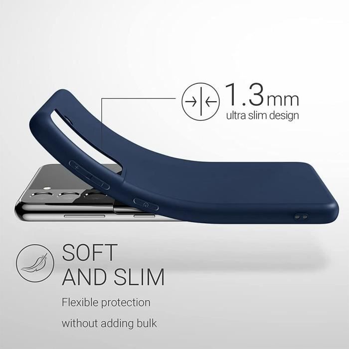 Coque de Protection - BOOLING - Samsung Galaxy S21 5G - Silicone Liquide - Antichoc - Slim - Bleu Marine