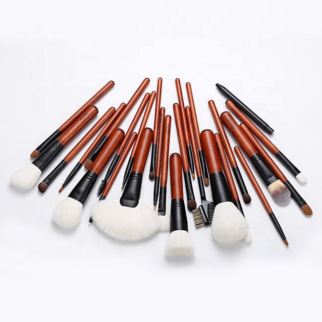 Hot Professional Custom Makeup Artist Animal Loose Powder Brush Eye Shadow White Goat Hair 26 Pcs Makeup Brush Set With Pu Bag