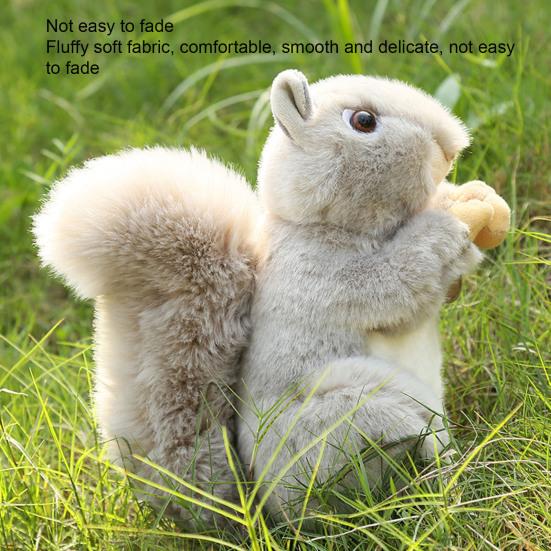 Squirrel Plush Doll Anti-split Fluffy Home Decorative Grey Squirrel Plush with Nutsie for Desktop