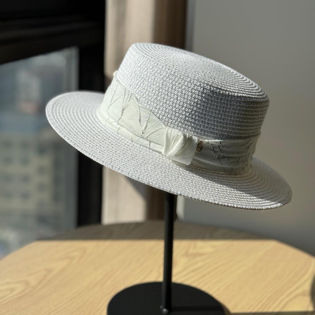 Flat Top Straw Top Hat Women Summer Travel Straw Hat Seaside Vacation Beach Hat