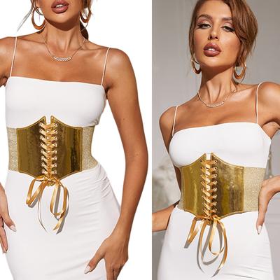 Wide Dress Belt Gold Corset Belt Y2k Corset Underbust Big Gold Belt For Women Elastic Belt for Dress Waist Cinch Belt