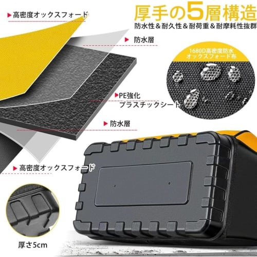 Xiraivke Tool Bag, Large Capacity Tool Bag with Shoulder Strap and 25 Pockets, 1680D Oxford Cloth, for Carpentry and Electrical Tools, Freestanding, P