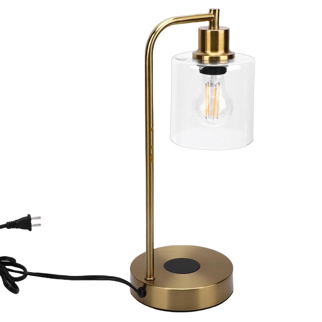 Industrial Table Lamp with Wireless r USB Port Touch Control 3 s Brightness Bedside Lamp for Bedroom Guest Room