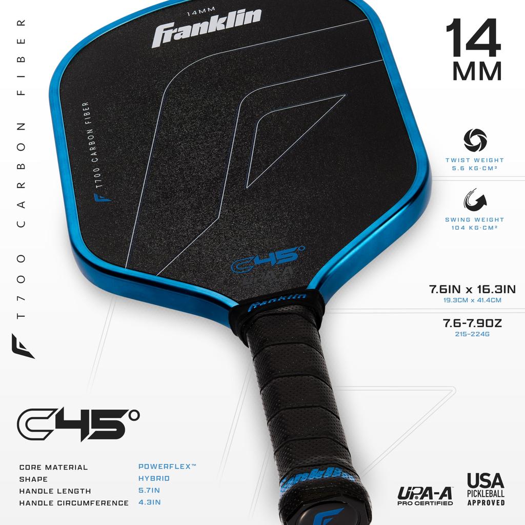 Franklin C45° CARBON PADDLE HYBRID 14mm BLU racchetta da pickleball