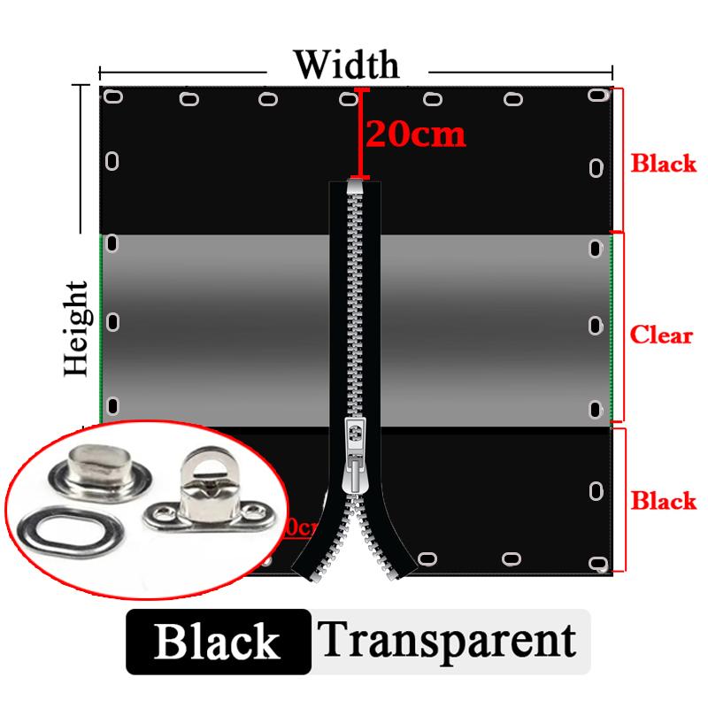 Customize Heavy Duty Zipper Tarpaulin with Twist Locks Outdoor Pergola See Though Tarp Door Curtain Gazebo Windproof Screen