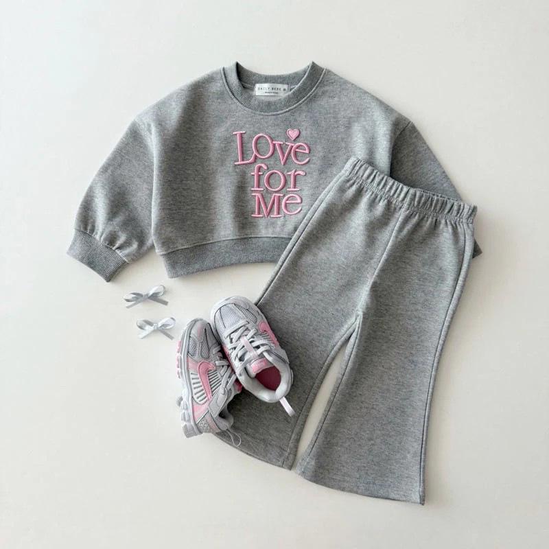 Autumn Girls' Bell Bottom Pants & Hoodie Set - Long Sleeve Embroidered Two-Piece for Baby & Little Girls