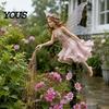 Whimsical Backyard Lighting Decor Fairy Sprinkling Magic Dust Solar Garden Light, Outdoor Front Yard Flower Bed Decorative Accents Statue