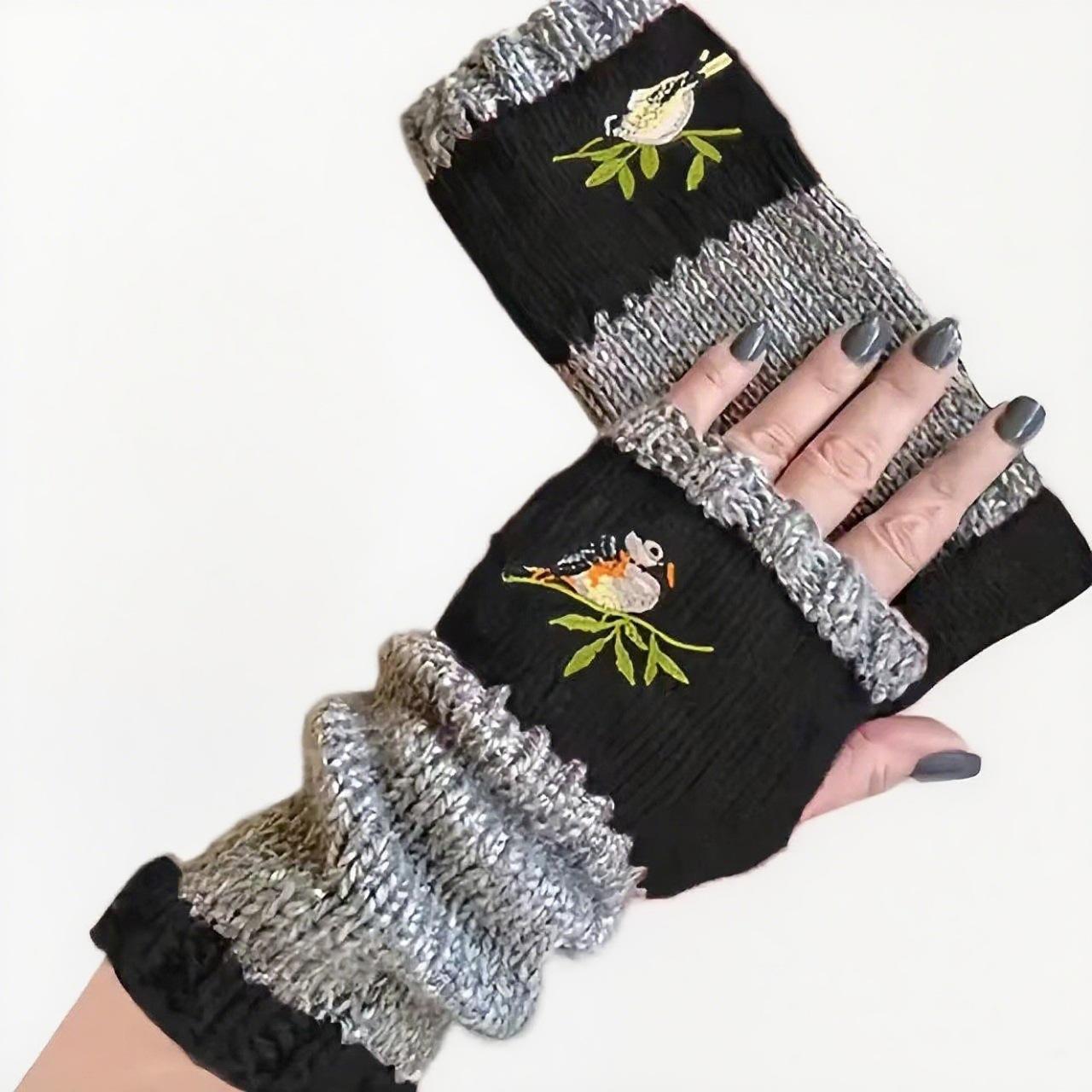 Strictly selected fashion warm splicing embroidery autumn hot sale fashion women s knitted gloves