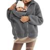 Women Maternity Fleece Hooded Jacket Zip‑Up Multifunctional Baby Carrier Coat Warm Parent‑Baby Outerwear Autumn Winter