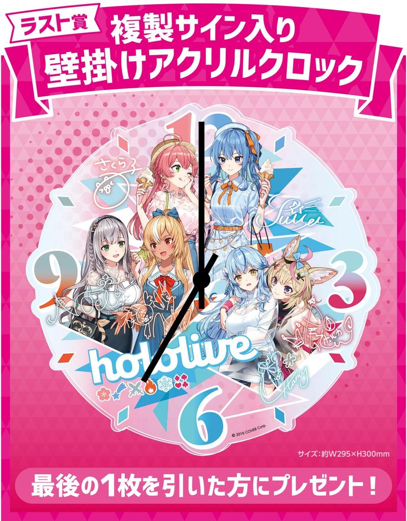 Hololive Lottery ~HoloLife! ~Repeat!~ Last Prize: Replica Signed Wall-Mounted Acrylic Clock