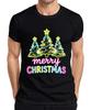 Merry Christmas Neon Christmas Trees Light Up Font Retro Gift Unisexs Tshirt