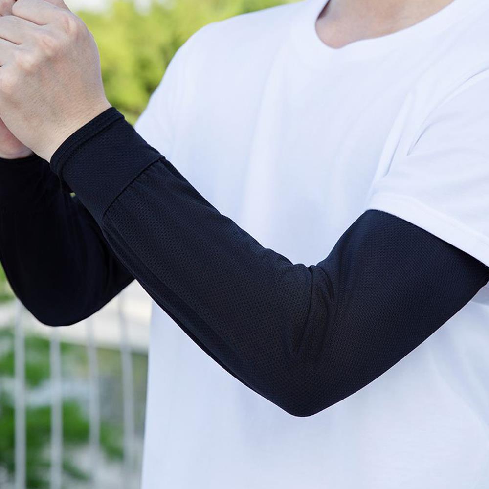 1Pair Ice Silk Sleeve Sun Protect Anti-Slip Sunscreen Cuffs Large Size Driving Sun Protection Arm Sleeves Breathable Arm Warmer